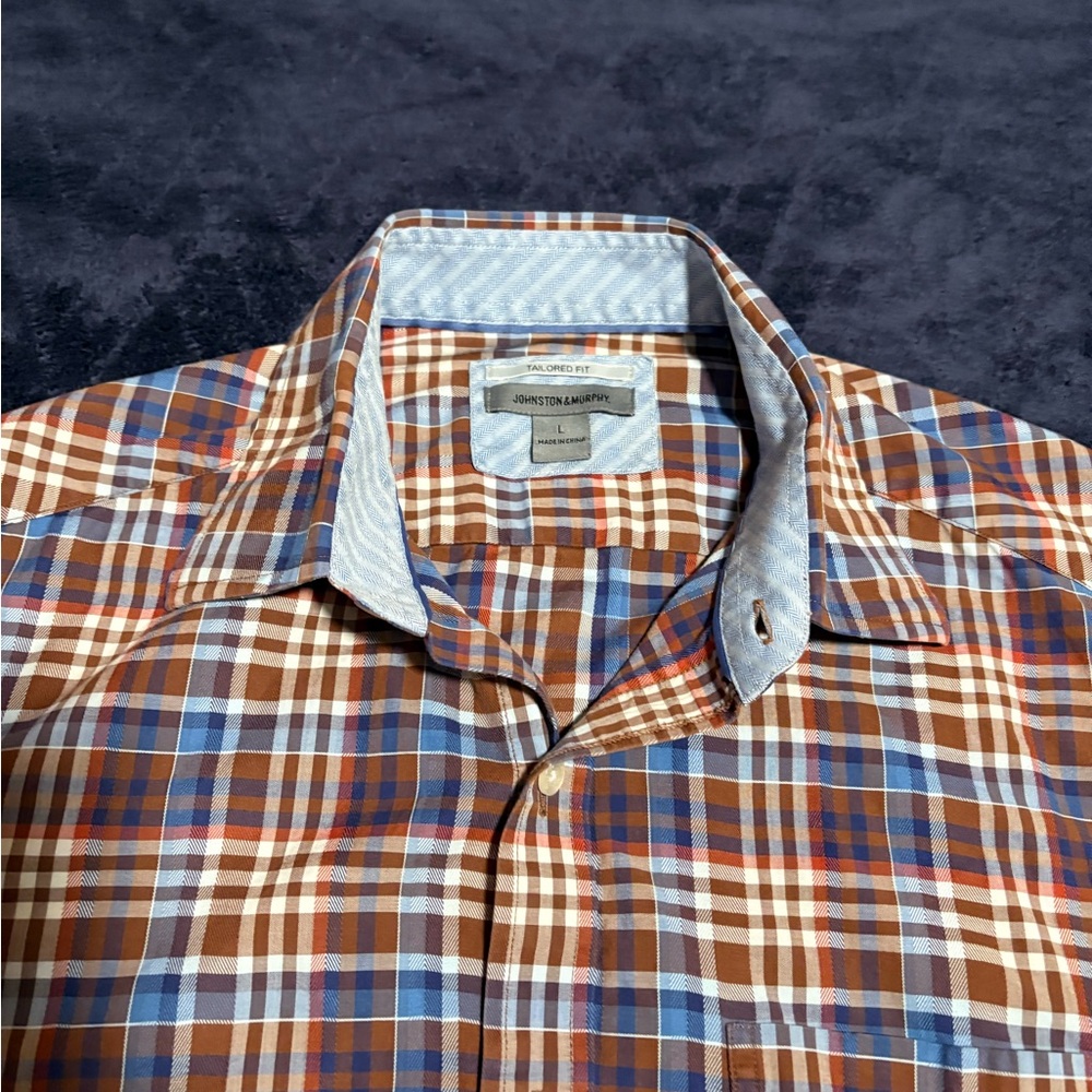 Johnston & Murphy Men's Checkered Shirt - Blue and Brown